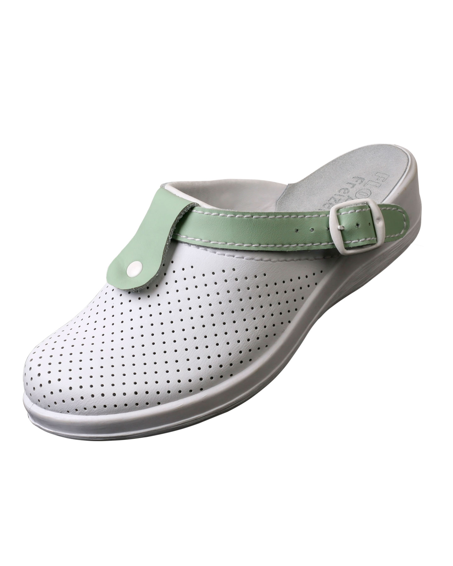 Сабо "КОМФОРТ" белые с зеленым