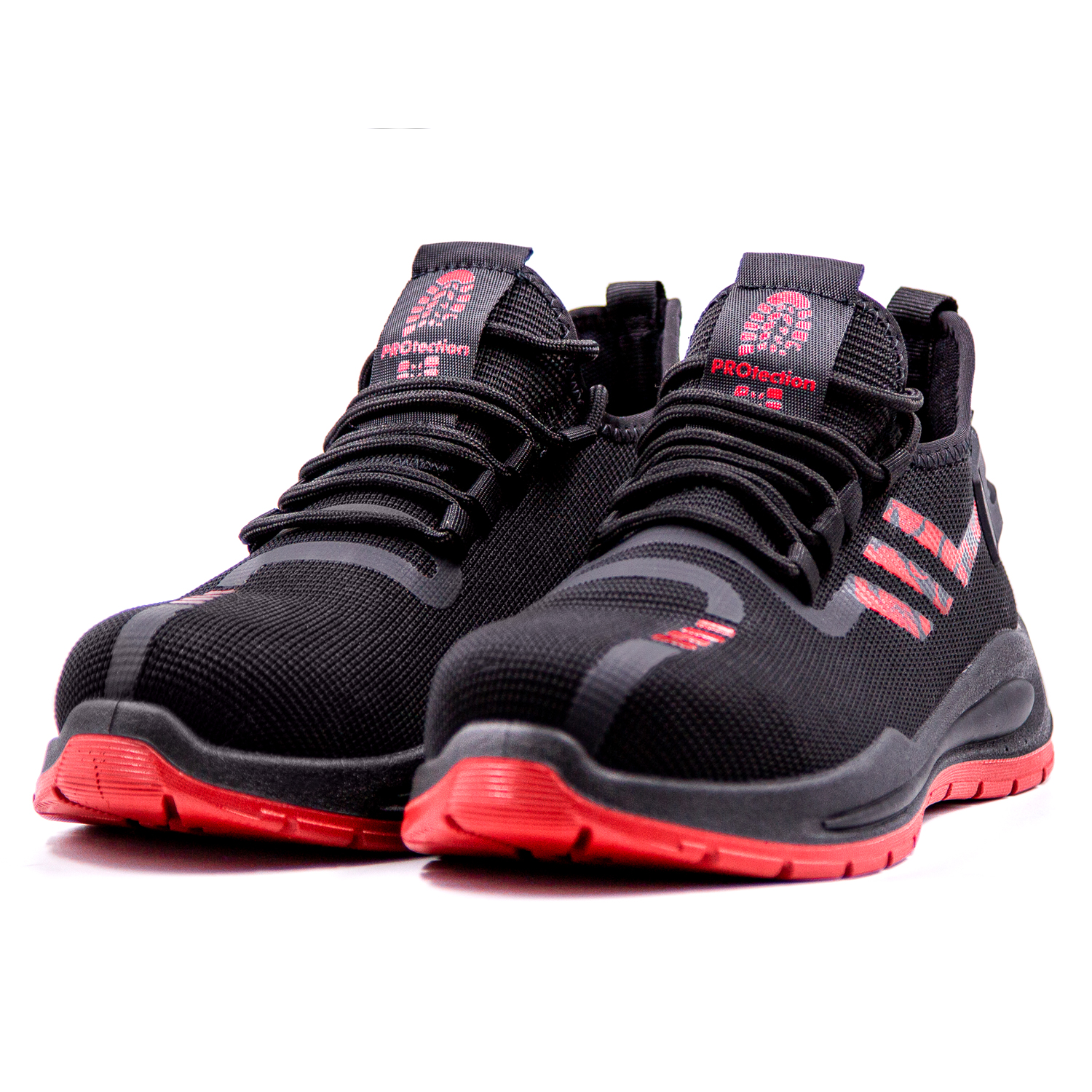 Кроссовки "PROTECTION"с КП, ПУ-ТПУ (черные с красным)