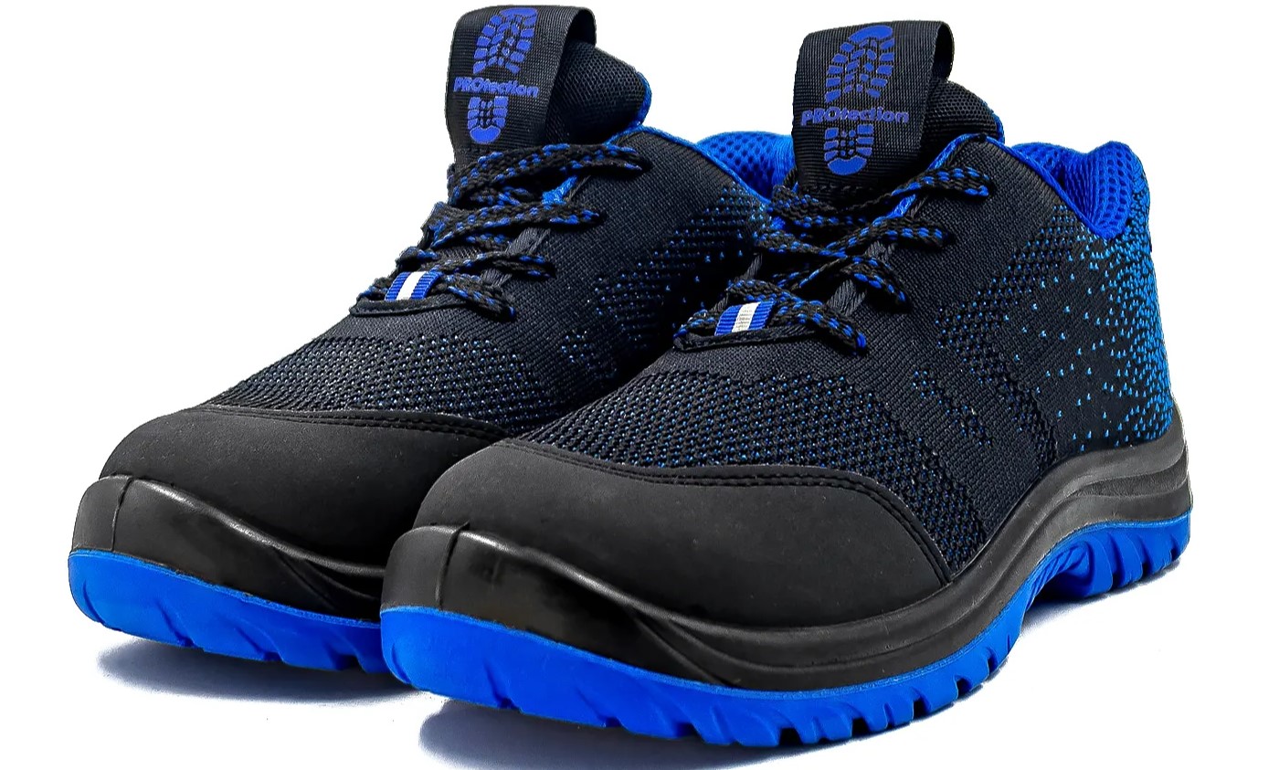 Кроссовки "PROTECTION"с КП, ПУ-ПУ (черные с синим)
